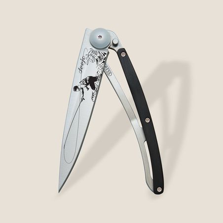 Deejo 37G Ultra-Light Pocket Knife-Ebony Wood / Fly Fishing