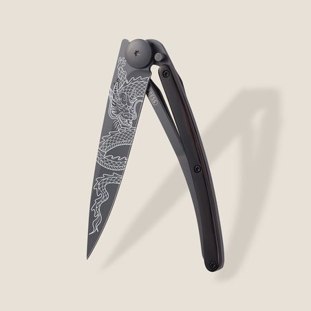 Deejo 37G Ultra-Light Pocket Knife-Ebony Wood / Japanese Dragon