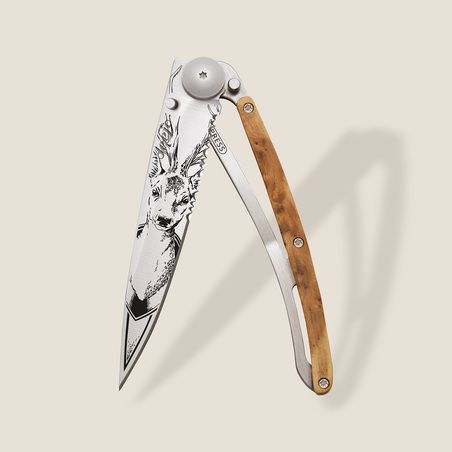 Deejo Serrated 37G Ultra-Light Pocket Knife-Juniper Wood / Deer