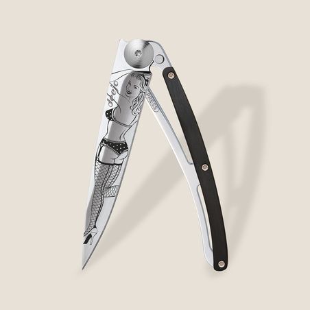 Deejo 37G Ultra-Light Pocket Knife-Ebony Wood / Pin Up