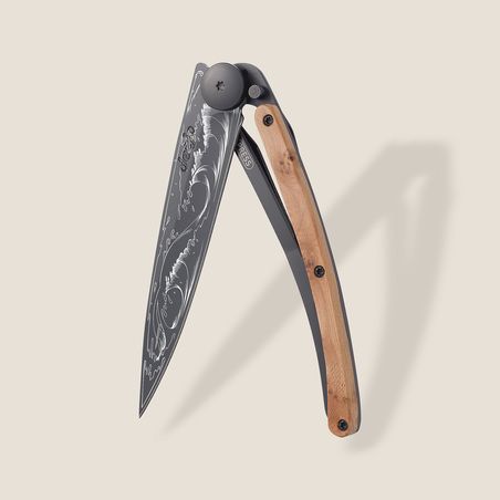 Deejo 37G Ultra-Light Pocket Knife-Juniper Wood / Wave