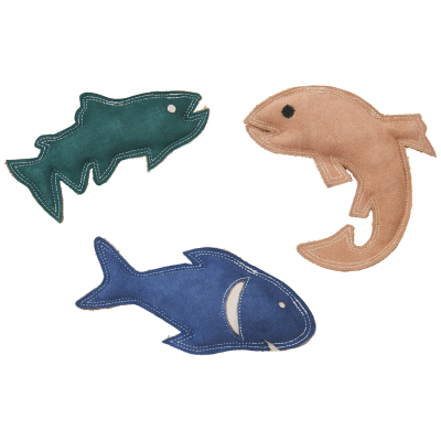 SPOT Dura-Fused Leather Fish Dog Toy