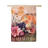 Evergreen Happy Thanksgiving Suede House Flag