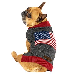 Eddie Bauer American Flag Crewneck Sweater for Dogs-Charcoal