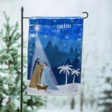 Evergreen All is Calm Nativity Lustre Garden Flag