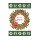 Evergreen Christmas Cardinal Moire Garden Flag