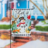 Evergreen Let it Snow Snowman and Woodlands Suede Garden Flag
