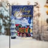 Evergreen Home for the Holiday Train Suede Garden Flag