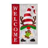 Evergreen Holiday Gnome Applique House Flag