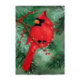 Evergreen Cardinal in the Pines Applique House Flag
