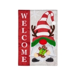 Evergreen Holiday Gnome Applique Garden Flag