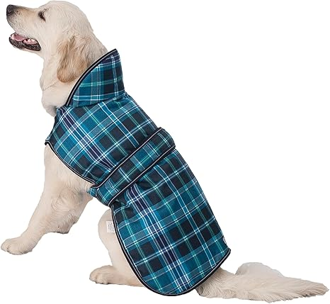PetRageous Kodiak Coat with Poly Cotton Lining for Dogs-Teal Plaid