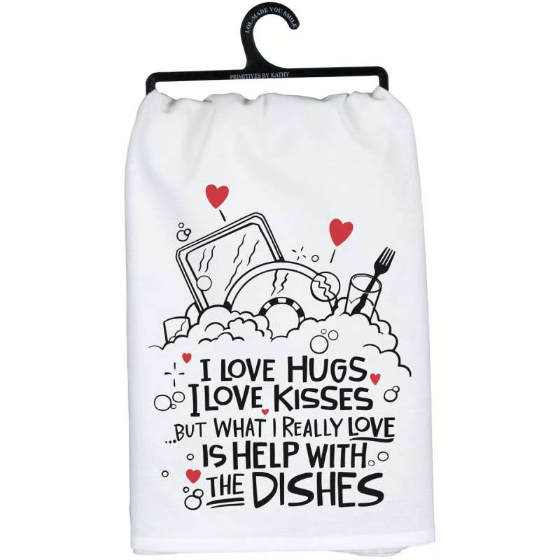 Primitives by Kathy Kitchen Towel-I Love Hugs