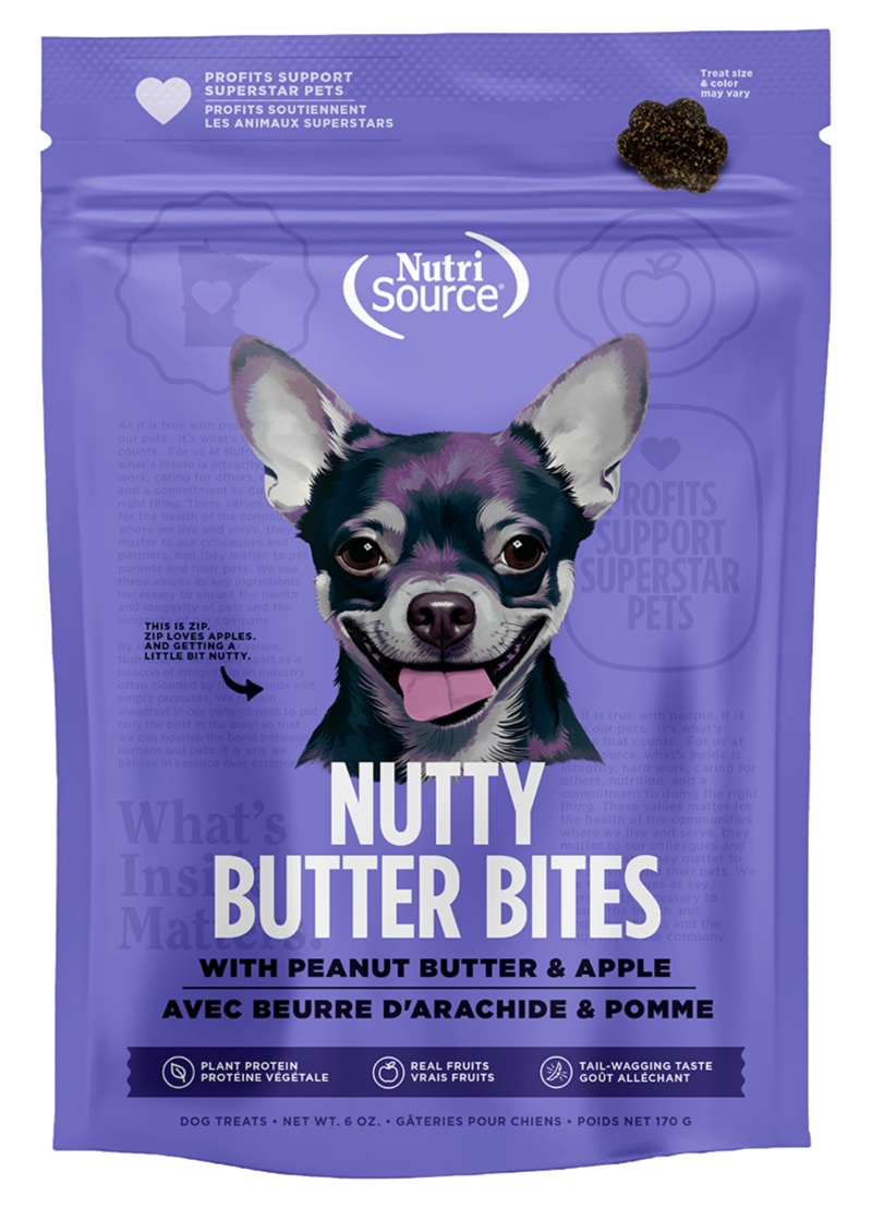 NutriSource Nutty Butter Bites Peanut Butter & Apple Dog Treats