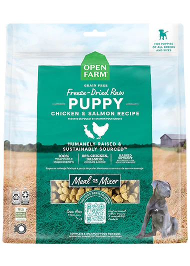 Open Farm Chicken & Salmon Freeze Dried Raw Morsels for Puppies