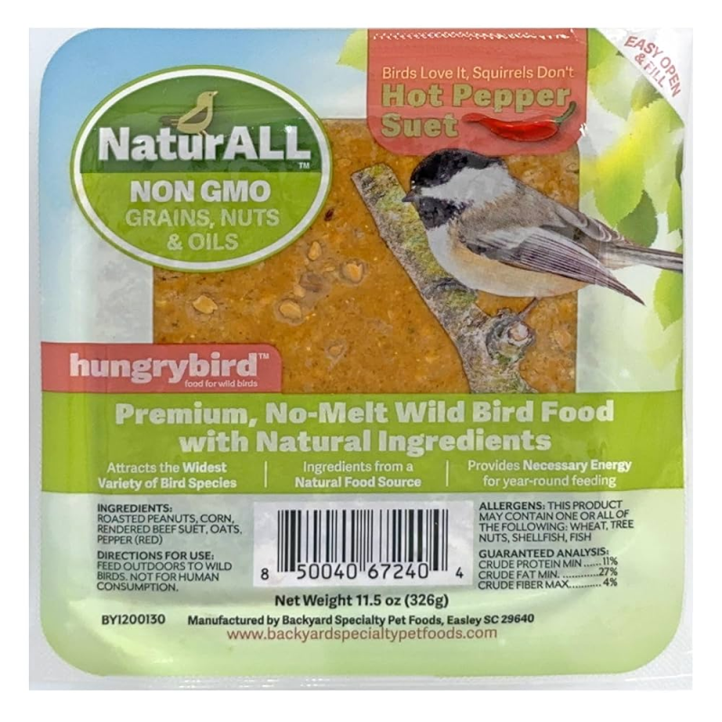 hungrybird NaturALL Premium No-Melt Hot Pepper Suet Wild Bird Food