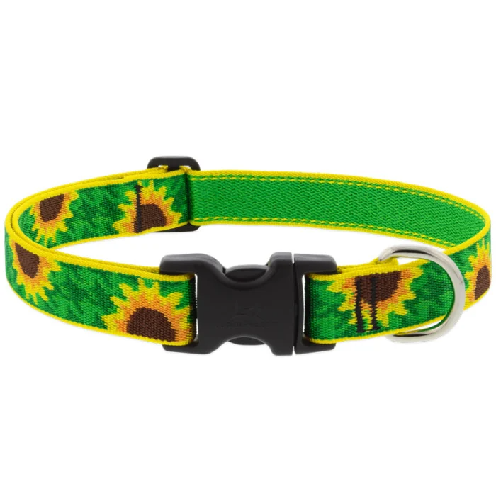 Lupine Pet Original Designs Adjustable Dog Collar-Sunflowers