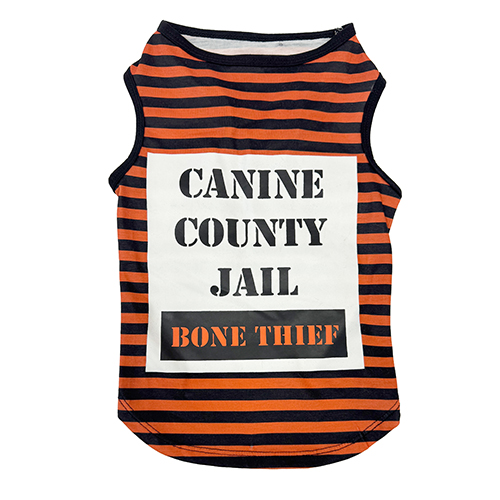 PetRageous Halloween Canine County Jail Bone Thief Tee