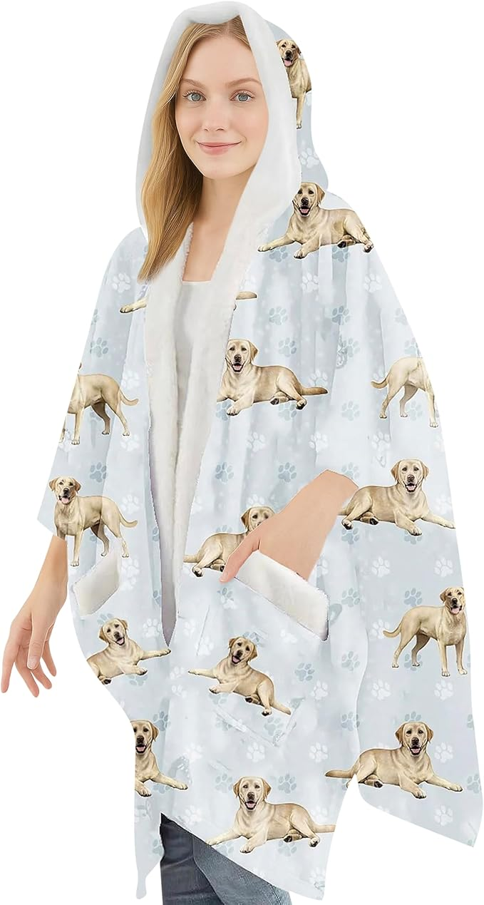 E&S Snuggs Wrap Soft Fleece Wearable Blanket Hoodie-Labrador Yellow