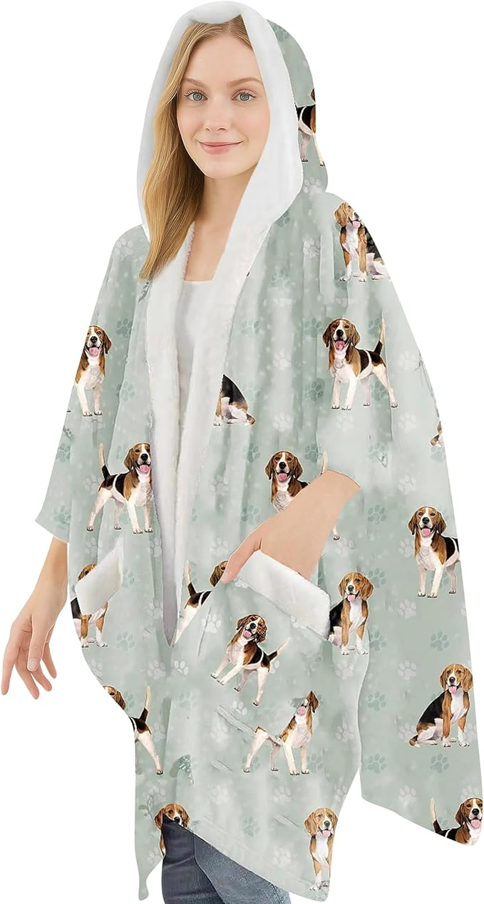 E&S Snuggs Wrap Soft Fleece Wearable Blanket Hoodie-Beagle