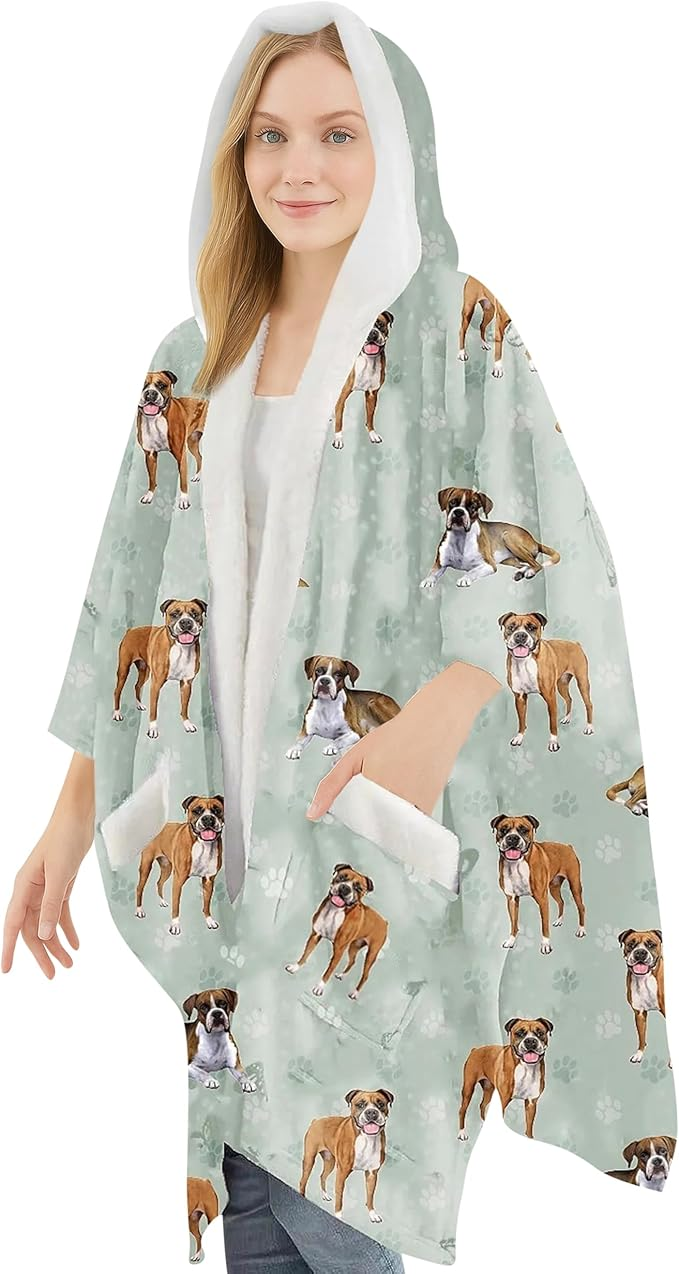 E&S Snuggs Wrap Soft Fleece Wearable Blanket Hoodie-Boxer