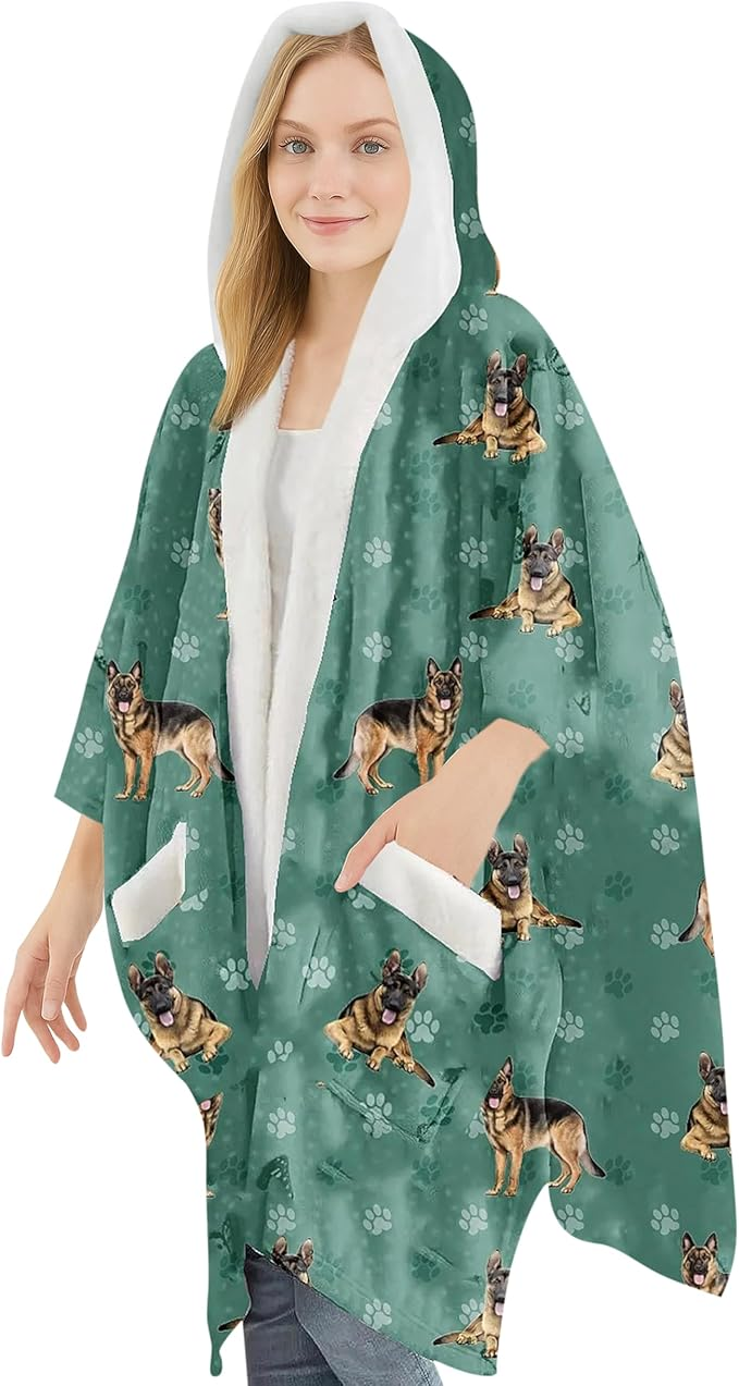 E&S Snuggs Wrap Soft Fleece Wearable Blanket Hoodie-German Shepherd