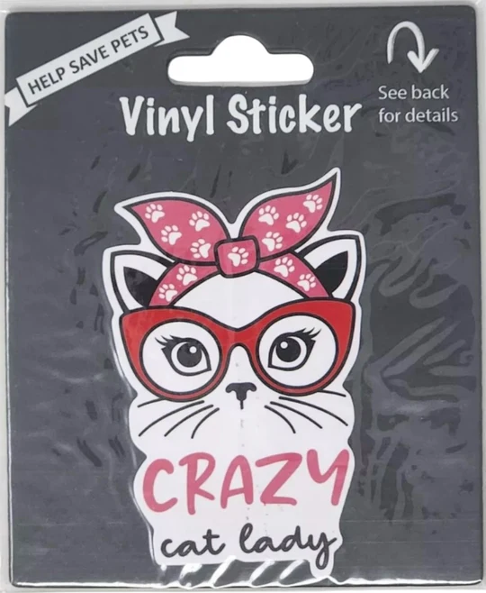 E&S Pet-Themed Vinyl Sticker-Crazy Cat Lady