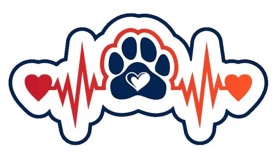 E&S Pet-Themed Vinyl Sticker-Paw Print Heart Beat