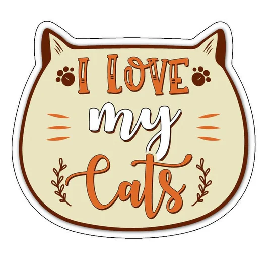E&S Pet-Themed Vinyl Sticker-I Love My Cats