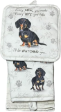 E&S Oven Mitt Set I'll Be Watching You-Dachshund Black