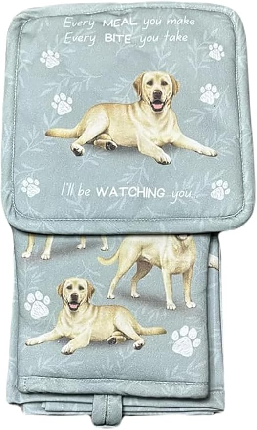 E&S Oven Mitt Set I'll Be Watching You-Labrador, Yello