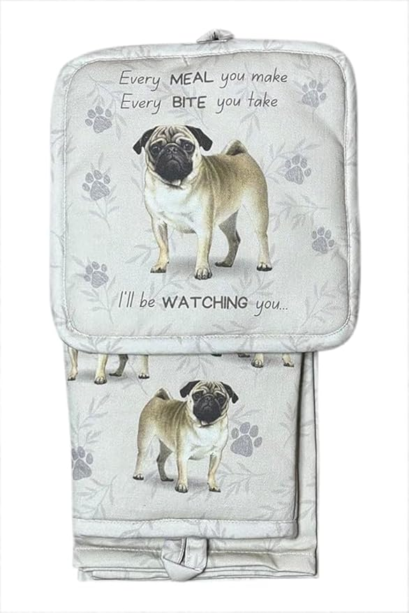 E&S Oven Mitt Set I'll Be Watching You-Pug
