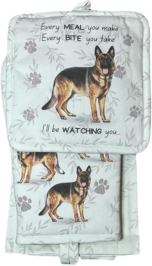 E&S Oven Mitt Set I'll Be Watching You-German Shepherd