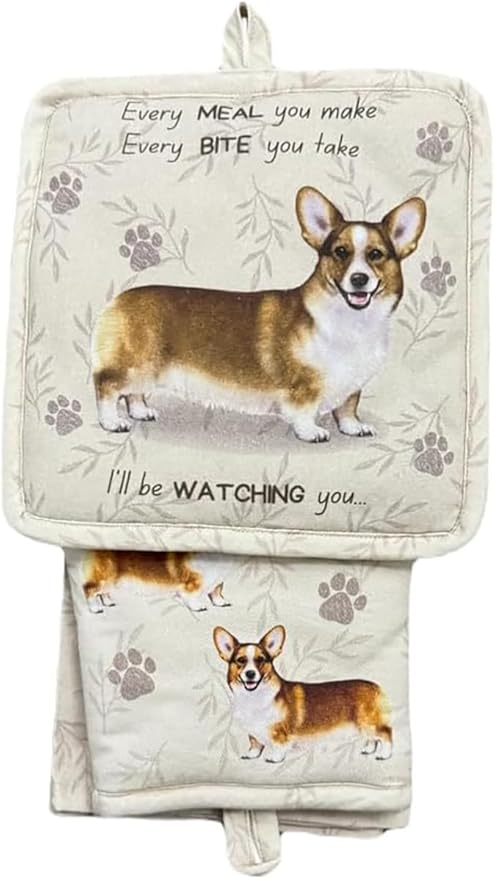 E&S Oven Mitt Set I'll Be Watching You-Welsh Corgi