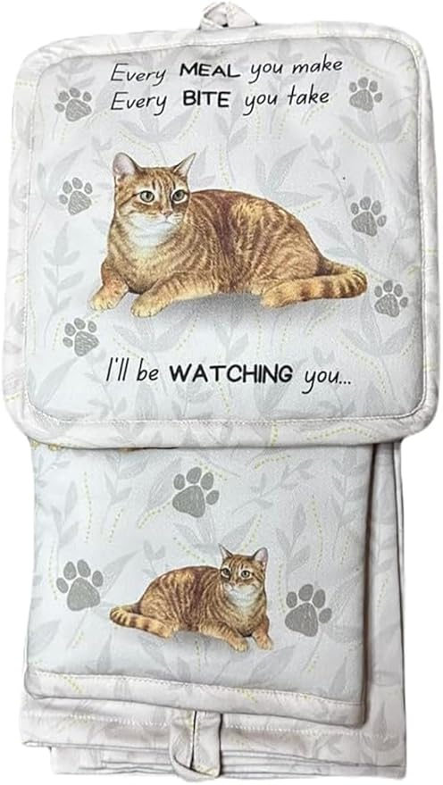 E&S Oven Mitt Set I'll Be Watching You-Tabby Orange