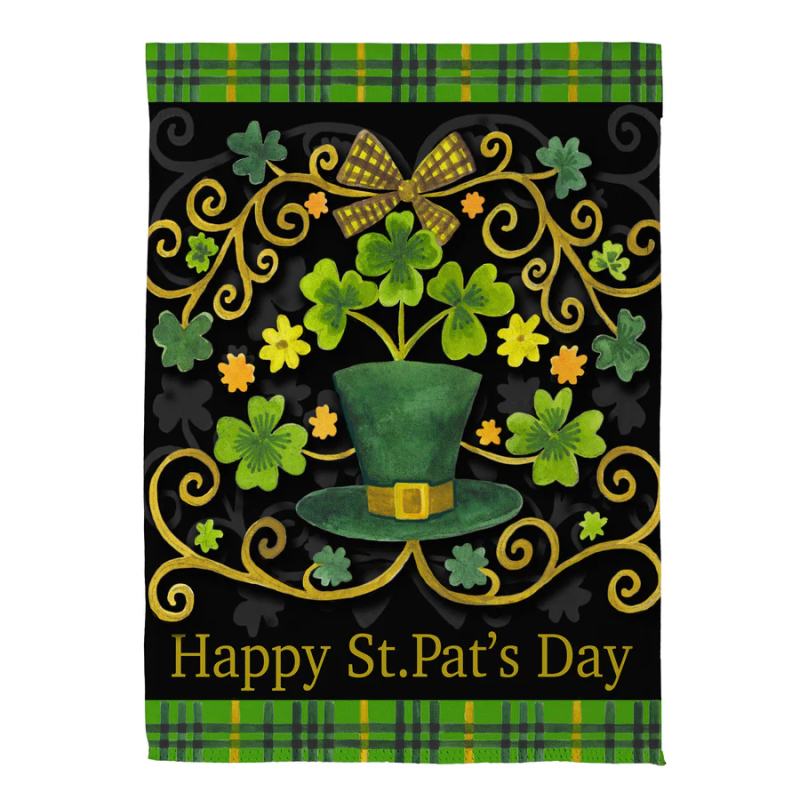 Evergreen St. Patrick's Day Ornate Suede Garden Flag