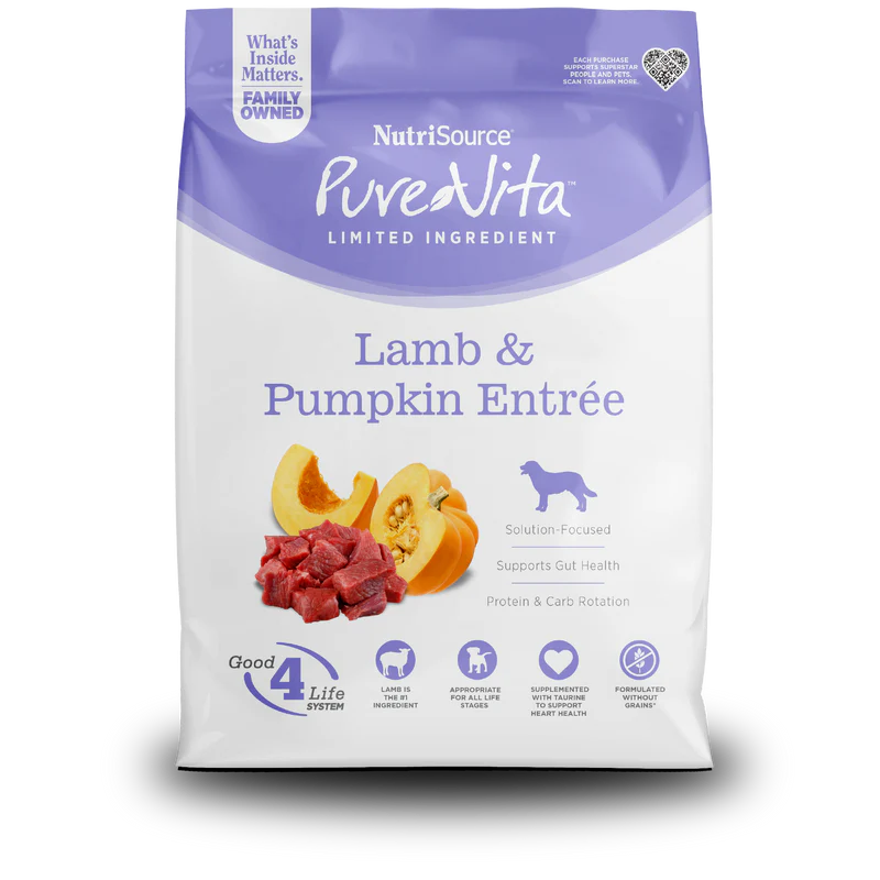PureVita Grain Free Lamb and Pumpkin Entrée Dog Food