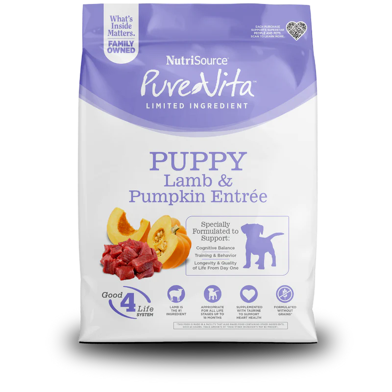 PureVita Grain Free Puppy Lamb and Pumpkin Entrée Dog Food