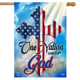 Briarwood Lane One Nation Under God Cross House Flag