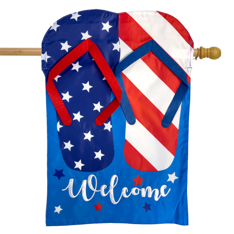 Briarwood Lane Patriotic Flip Flops Summer Applique House Flag