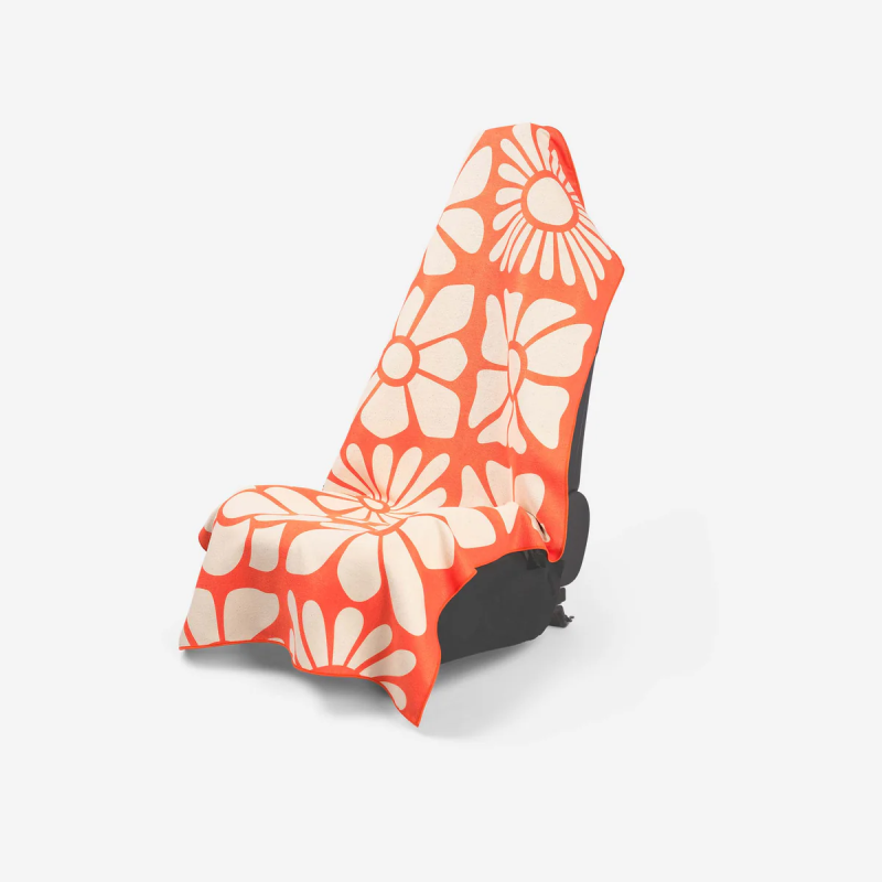 Nomadix Car Seat Cover Towel-Big Flowers Expedition Orange