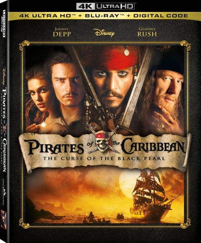 Pirates of the Caribbean: The Curse of the Black Pearl (2003)/Johnny Depp, Geoffrey Rush, and Orlando Bloom@PG-13@4K Ultra HD + Blu-ray