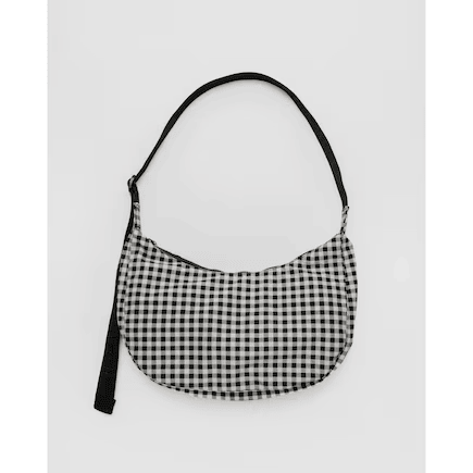 Baggu Medium Crescent Bag/Black & White Gingham