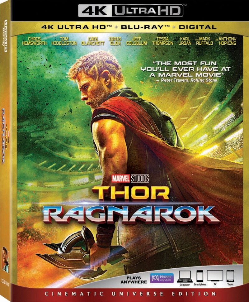 Thor: Ragnarok (2017)/Chris Hemsworth, Tom Hiddleston, and Cate Blanchett@PG-13@4K Ultra HD + Blu-ray
