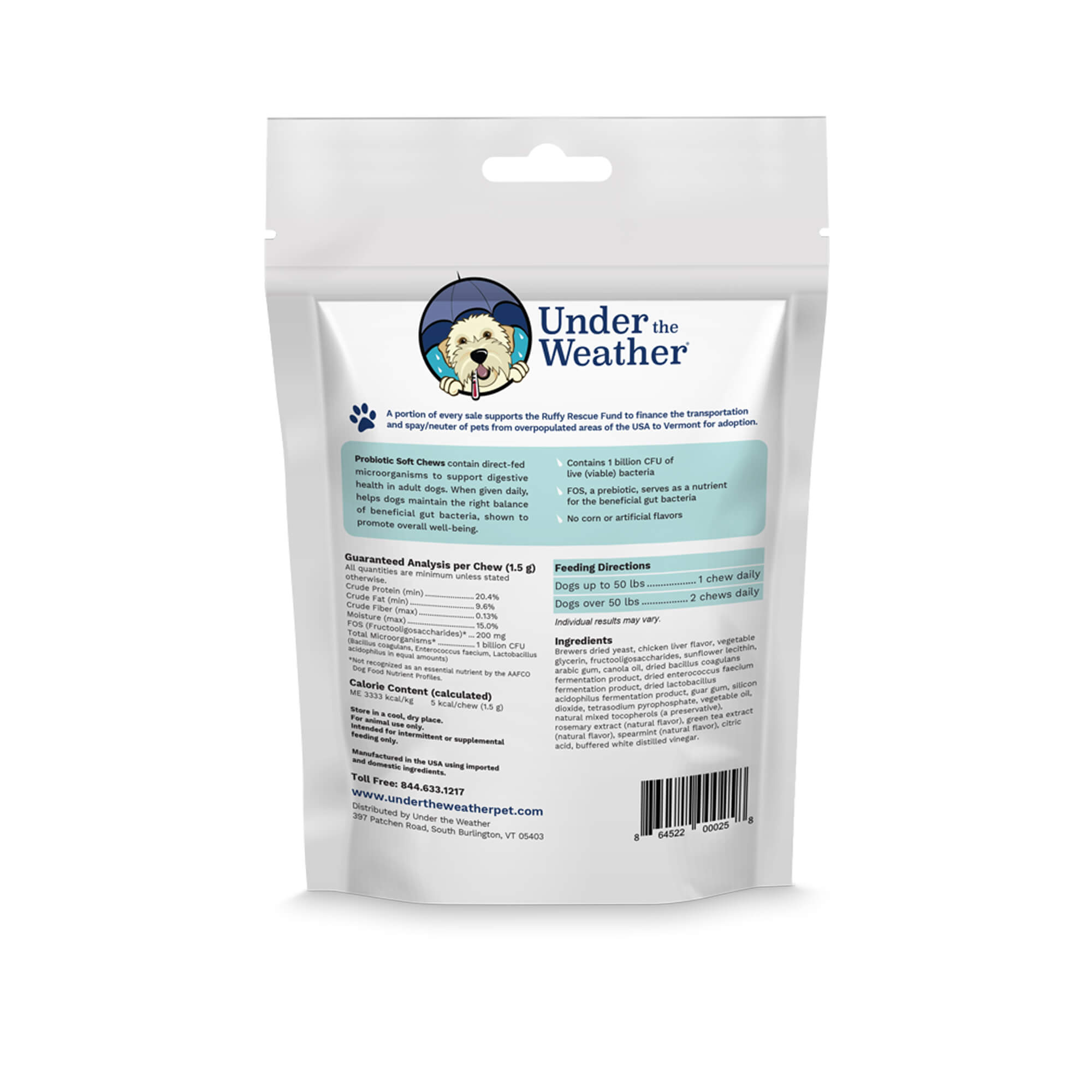 Under the Weather - Dog Supplement - Probiotic Chews