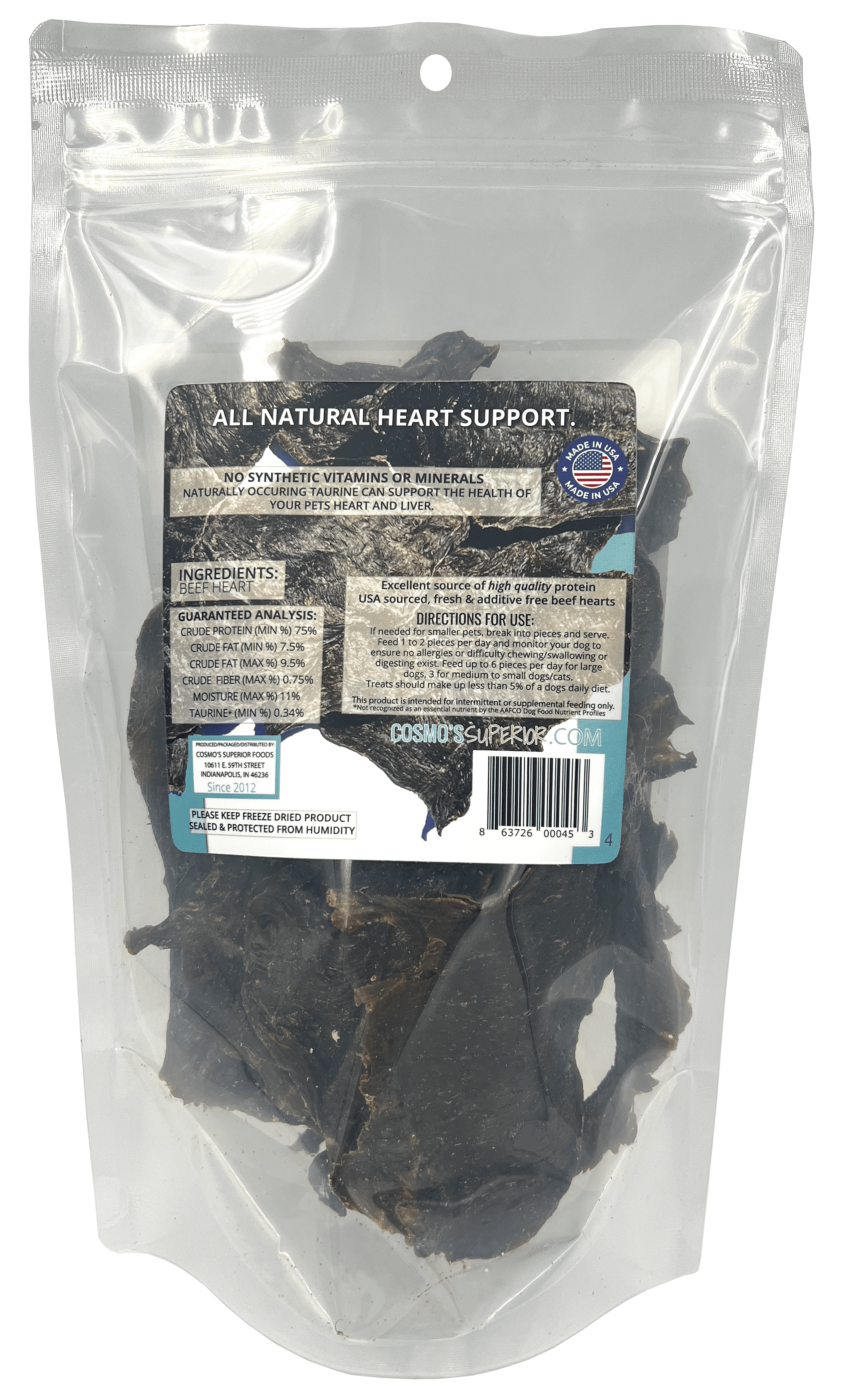 Cosmo's Superior Foods - Dog Treats - Beef Heart Jerky