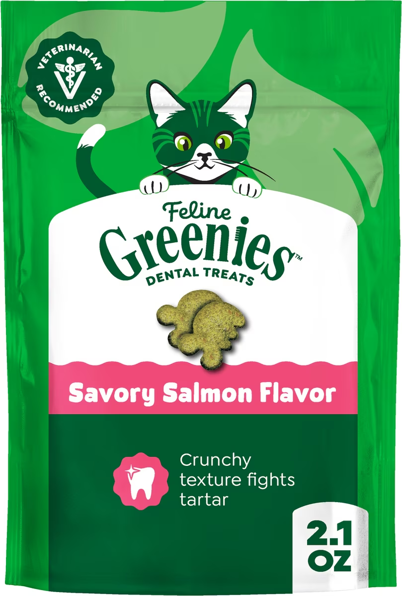 Greenies-Feline Adult Natural Dental Care Savory Salmon Flavor Cat Treats