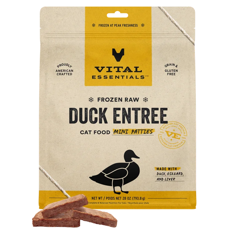 Vital Essentials-Frozen Raw Mini Patties Grain-Free Duck Entree Cat Food