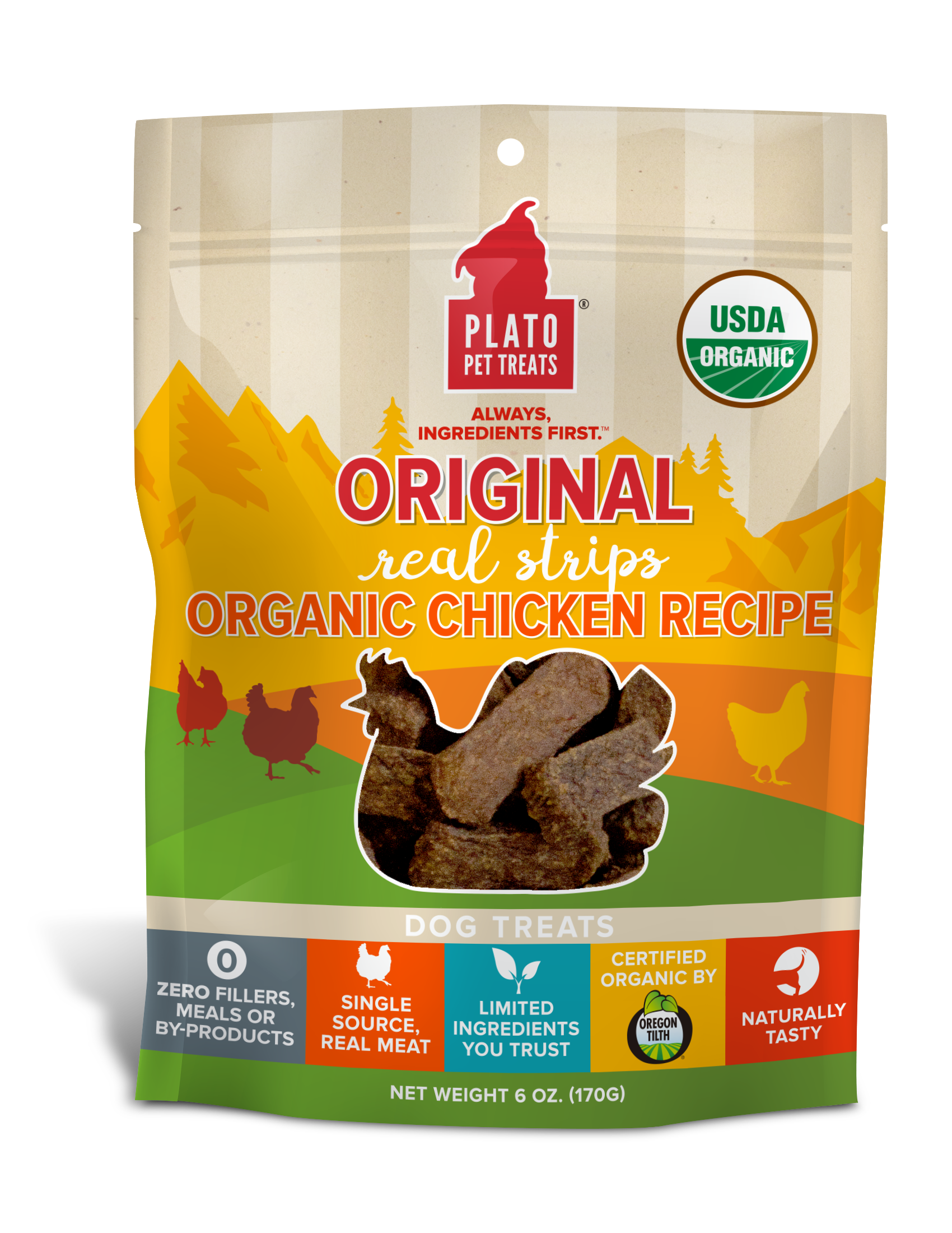 Plato-Organic Chicken Strips Dog Treats