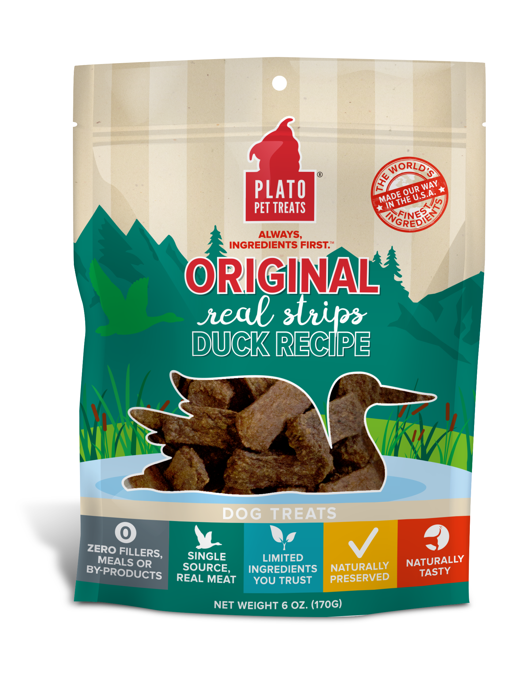 Plato-All Natural Duck Strips Dog Treats